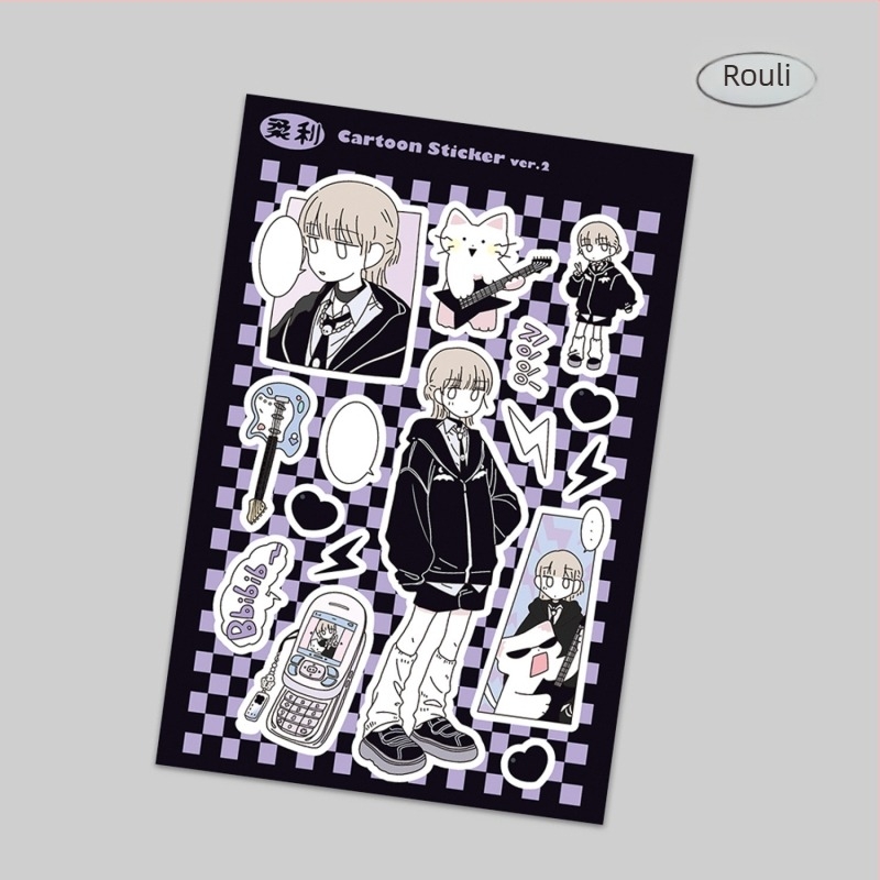 Autocolante cu personaje în stil Polaroid pentru husă de telefon DIY și decorarea iPad-ului, hârtie sintetică, imprimare UV, stil coreean