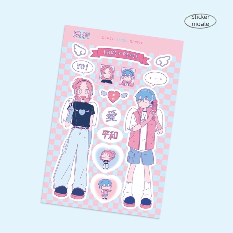 Autocolante cu personaje în stil Polaroid pentru husă de telefon DIY și decorarea iPad-ului, hârtie sintetică, imprimare UV, stil coreean