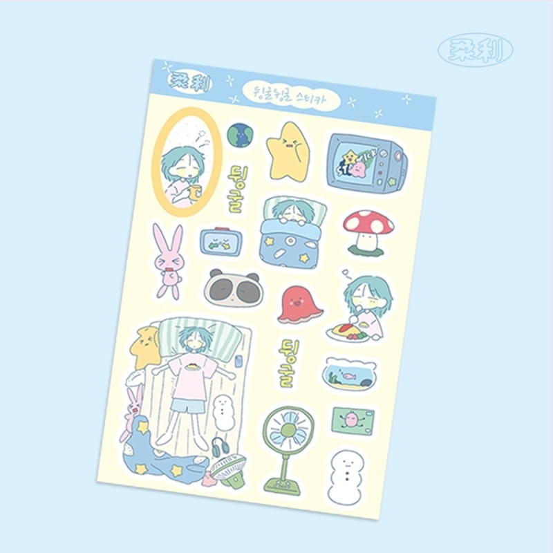 Autocolante cu personaje în stil Polaroid pentru husă de telefon DIY și decorarea iPad-ului, hârtie sintetică, imprimare UV, stil coreean