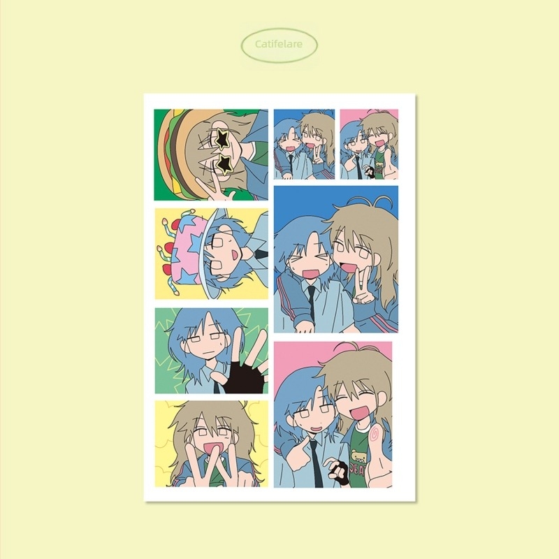 Autocolante cu personaje în stil Polaroid pentru husă de telefon DIY și decorarea iPad-ului, hârtie sintetică, imprimare UV, stil coreean