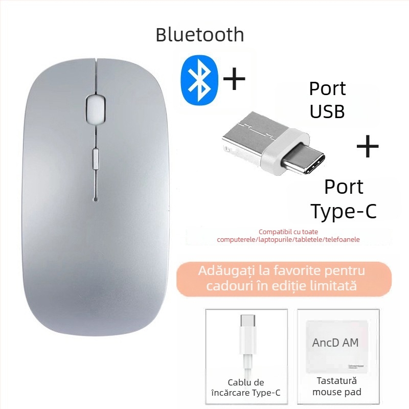 Diansen 8898 Mouse Bluetooth Wireless cu 3 butoane, 1600 DPI, Plug-and-Play pentru MacBook
