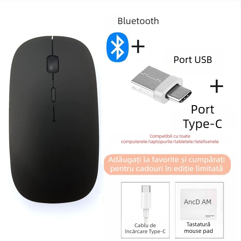Diansen 8898 Mouse Bluetooth Wireless cu 3 butoane, 1600 DPI, Plug-and-Play pentru MacBook
