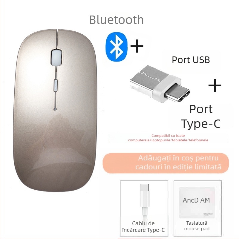 Diansen 8898 Mouse Bluetooth Wireless cu 3 butoane, 1600 DPI, Plug-and-Play pentru MacBook