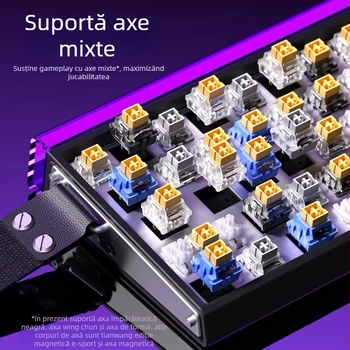Tastatură mecanică cu fir, 87 taste, ax magnetic Neptune, iluminare RGB, carcasă din aliaj de aluminiu