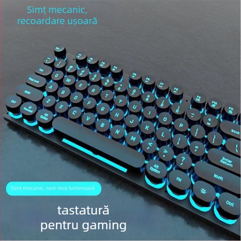 Set tastatură și mouse cu USB, iluminat, cablat, pentru PC desktop și laptop