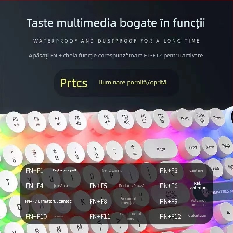 Set tastatură și mouse cu USB, iluminat, cablat, pentru PC desktop și laptop