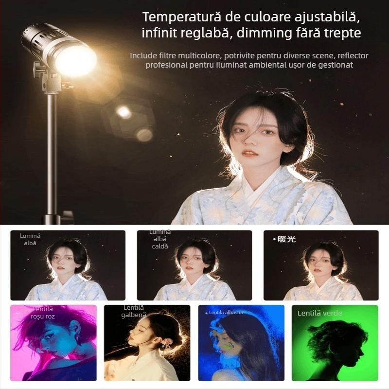 JY-912 Lumină de completare mini cu telecomandă pentru filmări verticale, iluminare de studio suspendată 150W+