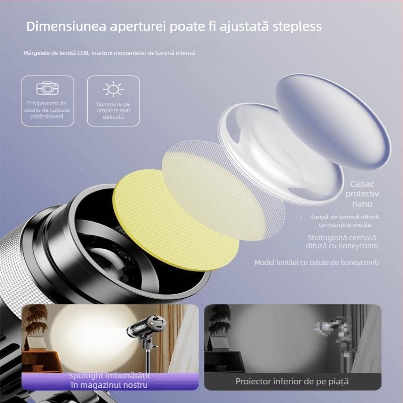 JY-912 Lumină de completare mini cu telecomandă pentru filmări verticale, iluminare de studio suspendată 150W+