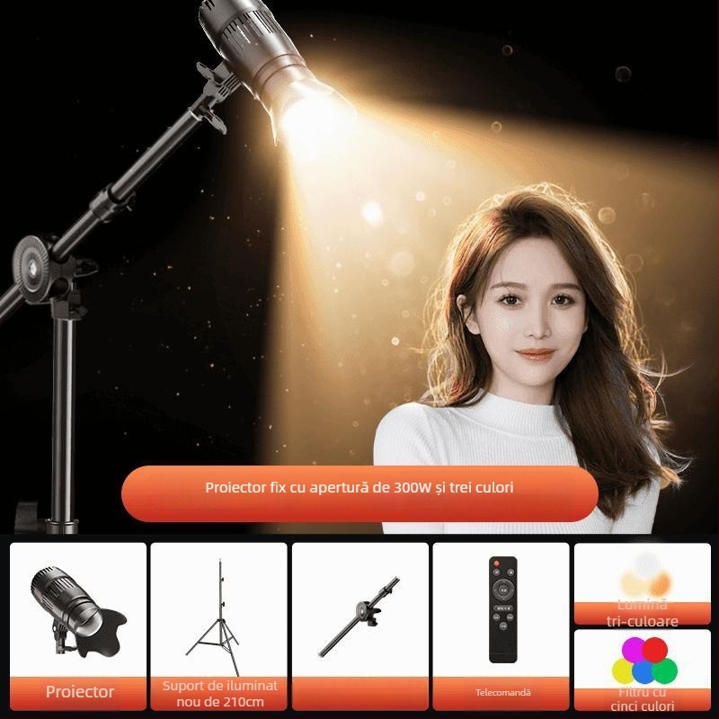 JY-912 Lumină de completare mini cu telecomandă pentru filmări verticale, iluminare de studio suspendată 150W+