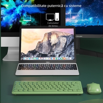 Set tastatură și mouse Bluetooth fără fir, tastatură mecanică, fără iluminare, nu este rezistent la apă