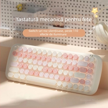 Set tastatură și mouse cu fir, mecanic, iluminare mixtă, ABS plastic, conexiune USB, fără suport pentru încheieturi