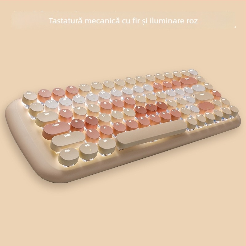 Set tastatură și mouse cu fir, mecanic, iluminare mixtă, ABS plastic, conexiune USB, fără suport pentru încheieturi