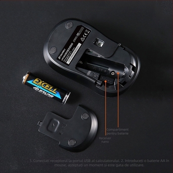 Mouse LM106G fără fir, USB, conexiune 2.4G, 1000 DPI, 3 butoane, design ergonomic