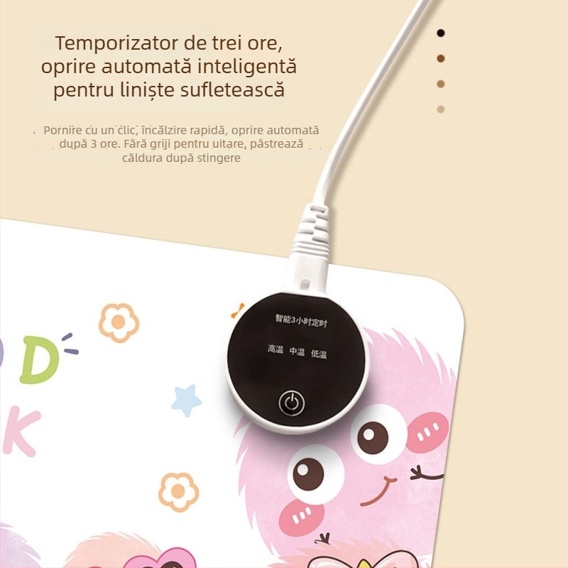 Pad de mouse încălzit cu control inteligent al temperaturii, alimentare la priză 220V, 85W, placă din aluminiu pentru disiparea căldurii