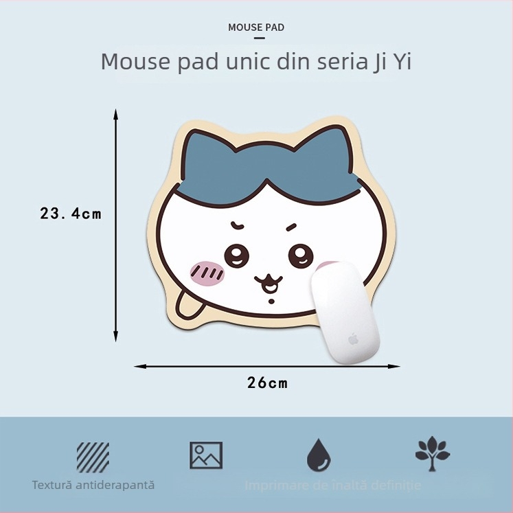 Padă de mouse în formă de Capybara pentru birou și gaming; suprafață din piele și cauciuc; design animat; anti-alunecare.
