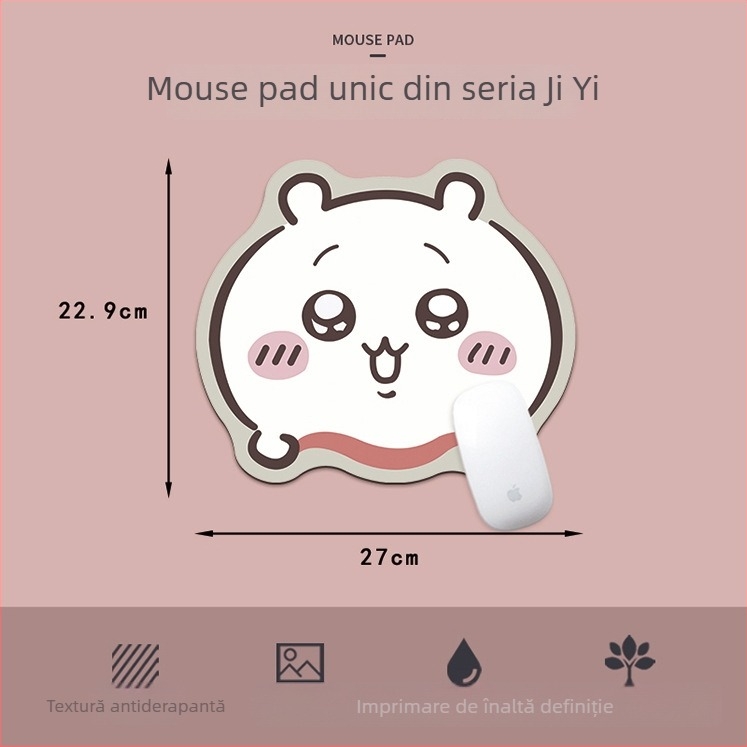 Padă de mouse în formă de Capybara pentru birou și gaming; suprafață din piele și cauciuc; design animat; anti-alunecare.