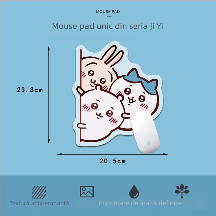 Padă de mouse în formă de Capybara pentru birou și gaming; suprafață din piele și cauciuc; design animat; anti-alunecare.