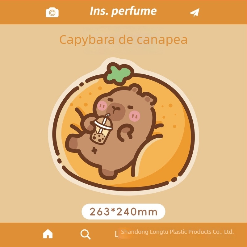Padă de mouse în formă de Capybara pentru birou și gaming; suprafață din piele și cauciuc; design animat; anti-alunecare.
