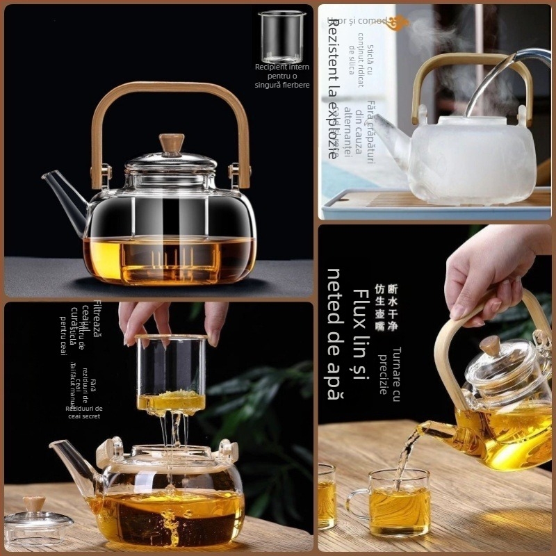 Ceainic din sticlă pentru ceai, rezistent la temperaturi înalte, capacitate 4 L sau mai mult, 380V / 1000W, control de tip computer