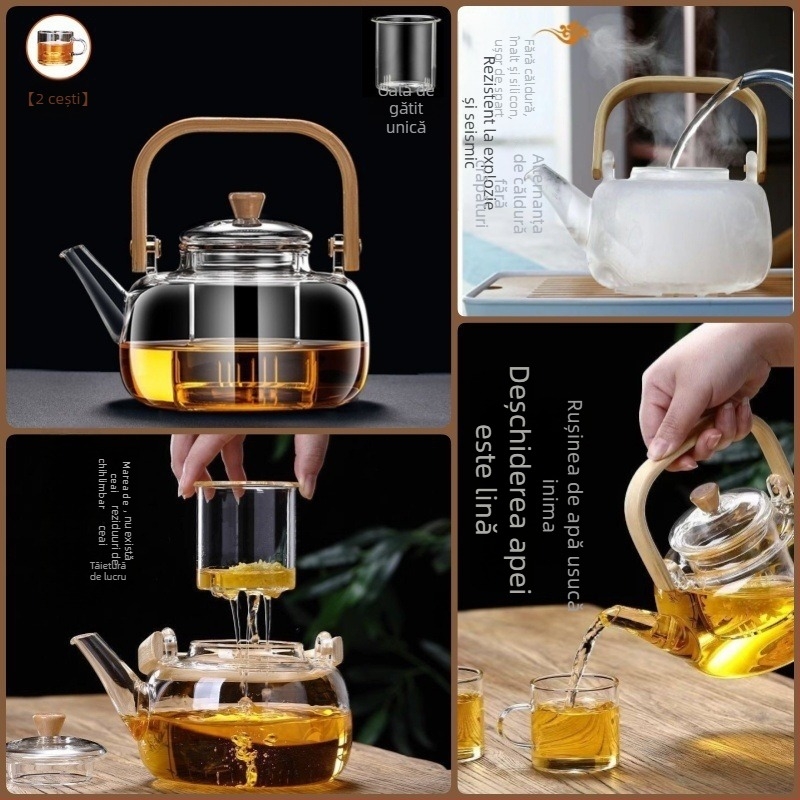 Ceainic din sticlă pentru ceai, rezistent la temperaturi înalte, capacitate 4 L sau mai mult, 380V / 1000W, control de tip computer