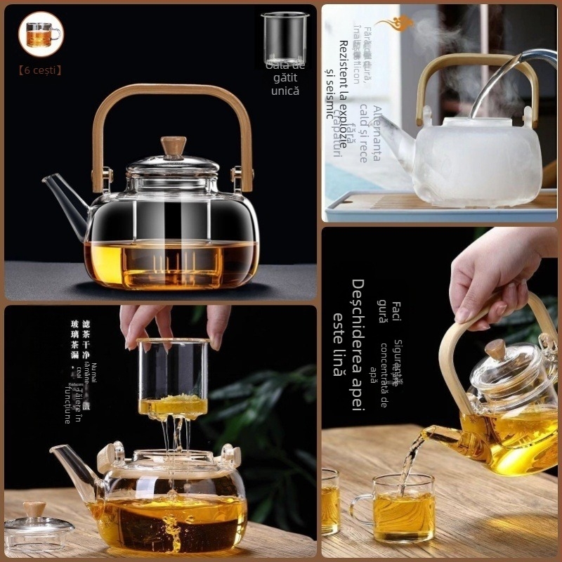 Ceainic din sticlă pentru ceai, rezistent la temperaturi înalte, capacitate 4 L sau mai mult, 380V / 1000W, control de tip computer