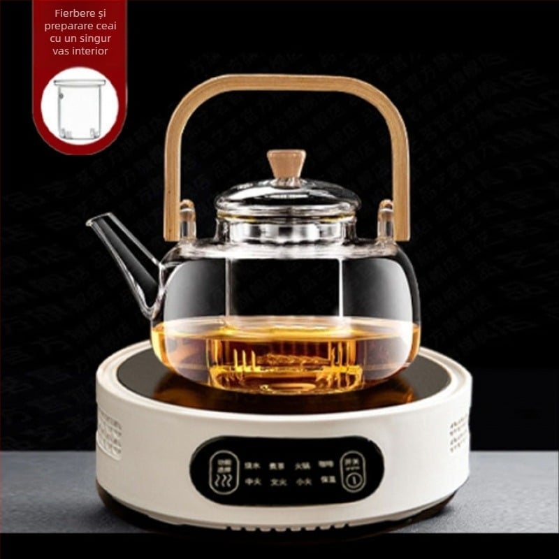 Ceainic din sticlă pentru ceai, rezistent la temperaturi înalte, capacitate 4 L sau mai mult, 380V / 1000W, control de tip computer