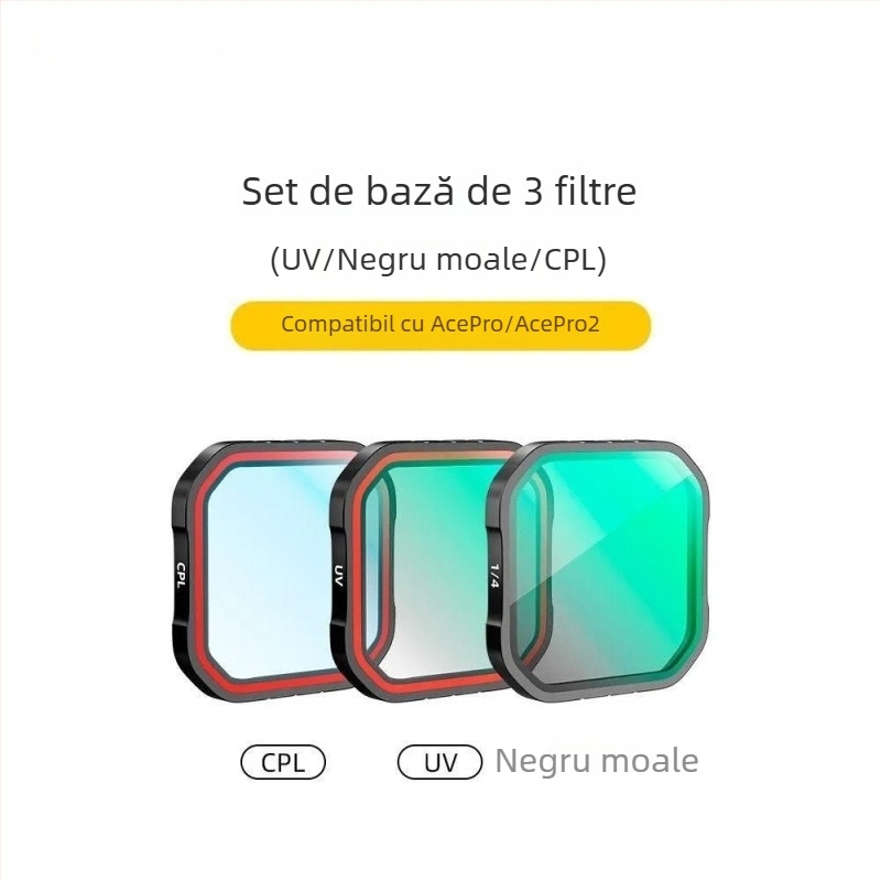 Set filtre pentru camera sport ShadowStone 360Acepro2: CPL polarizat, filtre ND8/ND16/ND32, construcție din silicon