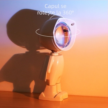 Lampa robot pentru apus cu atmosferă de astronaut, iluminator pentru fotografie, baterie încorporată, montaj pe birou