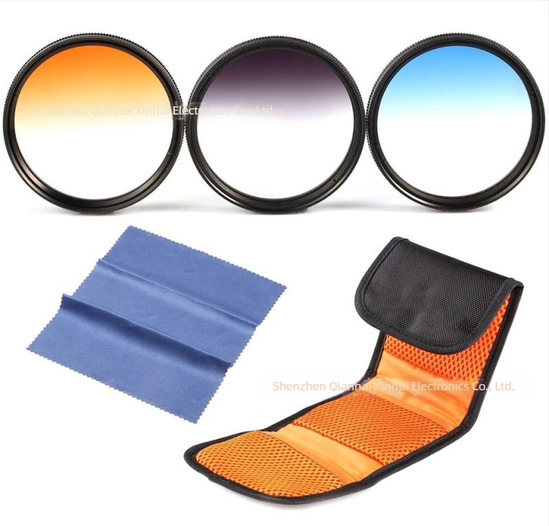 Set filtru gradient 5-în-1 pentru cameră SLR, montaj universal, include 3 lavete de curățare, procesare OEM