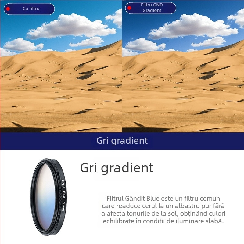Set filtru gradient 5-în-1 pentru cameră SLR, montaj universal, include 3 lavete de curățare, procesare OEM