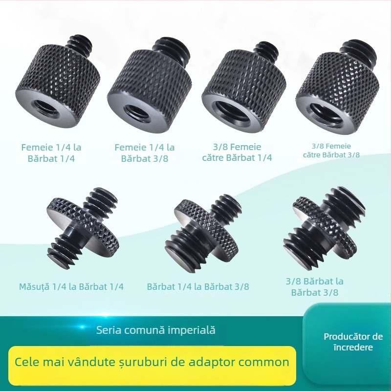 Șurub pentru cameră, convertor 1/4, aliaj de aluminiu, capacitate de încărcare 2–5 kg, greutate 0,0084 kg