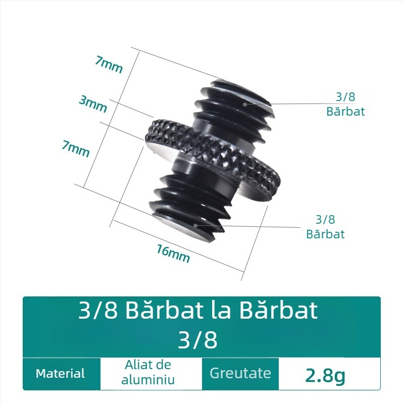 Șurub pentru cameră, convertor 1/4, aliaj de aluminiu, capacitate de încărcare 2–5 kg, greutate 0,0084 kg