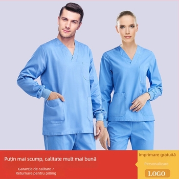 Set unisex de scrubs medical pentru medici, chirurgi și lucrări de estetică dentară — protecție împotriva radiațiilor, material Chenille-Spandex, mâneci scurte sau 3/4, pantaloni Capri