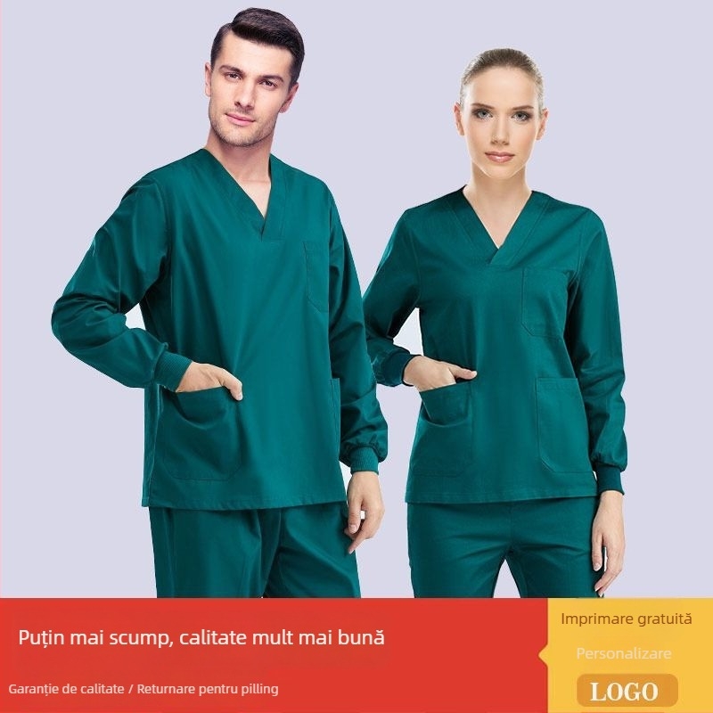 Set unisex de scrubs medical pentru medici, chirurgi și lucrări de estetică dentară — protecție împotriva radiațiilor, material Chenille-Spandex, mâneci scurte sau 3/4, pantaloni Capri
