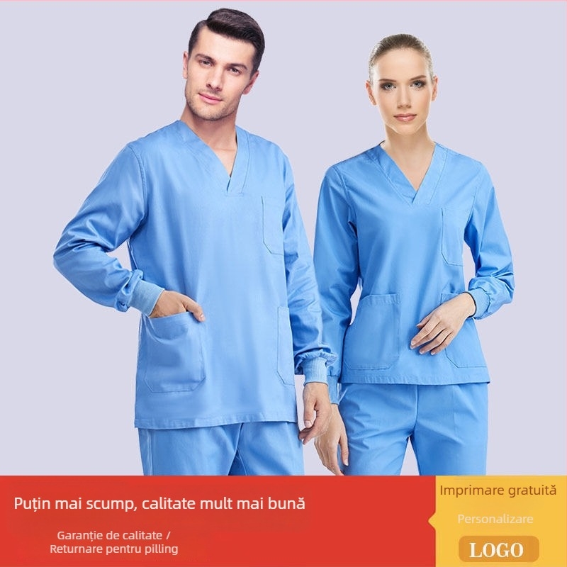 Set unisex de scrubs medical pentru medici, chirurgi și lucrări de estetică dentară — protecție împotriva radiațiilor, material Chenille-Spandex, mâneci scurte sau 3/4, pantaloni Capri