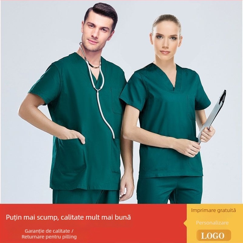 Set unisex de scrubs medical pentru medici, chirurgi și lucrări de estetică dentară — protecție împotriva radiațiilor, material Chenille-Spandex, mâneci scurte sau 3/4, pantaloni Capri