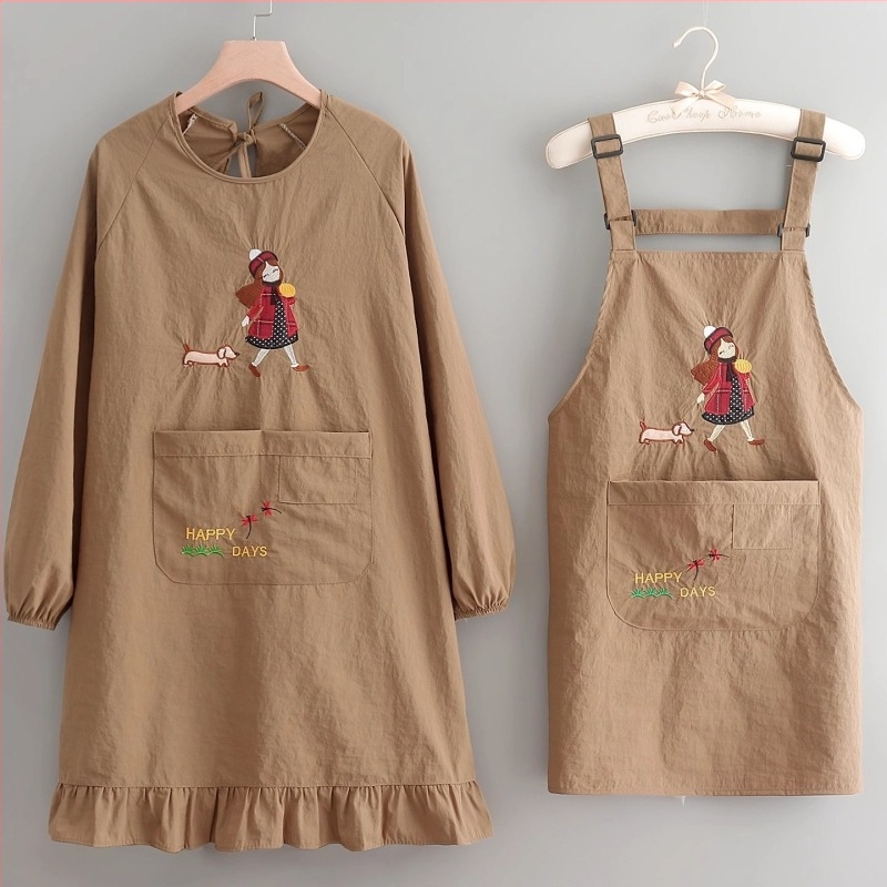 Șorț cu mâneci, Taslan material, protecție împotriva murdăriei, stil modern, model desen animat