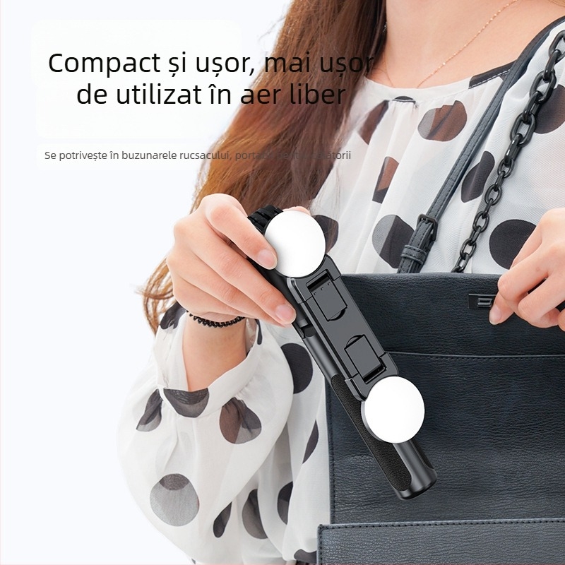 Selfie stick Z115 cu trepied, extensibil 1,2 m, telecomandă Bluetooth, lumină LED pentru poze, suport EIS