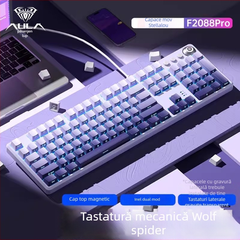 Tarantula F2088pro Tastatură mecanică pentru jocuri — 108 taste, cablu, switchuri mecanice, ABS injecție dublă, garanție de 1 an