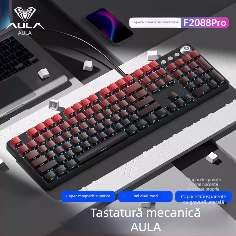 Tarantula F2088pro Tastatură mecanică pentru jocuri — 108 taste, cablu, switchuri mecanice, ABS injecție dublă, garanție de 1 an
