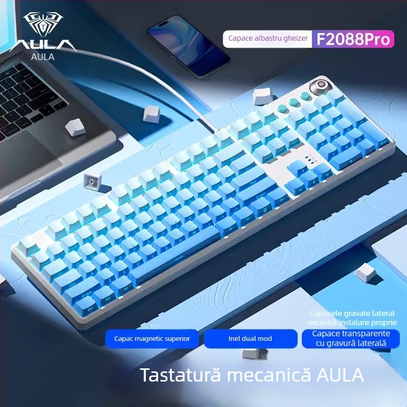 Tarantula F2088pro Tastatură mecanică pentru jocuri — 108 taste, cablu, switchuri mecanice, ABS injecție dublă, garanție de 1 an