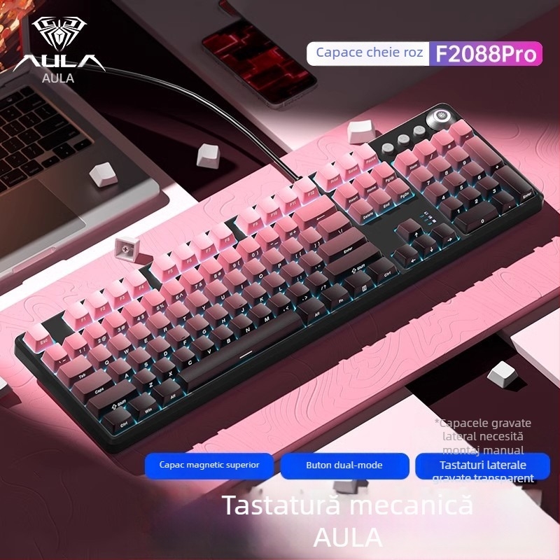 Tarantula F2088pro Tastatură mecanică pentru jocuri — 108 taste, cablu, switchuri mecanice, ABS injecție dublă, garanție de 1 an