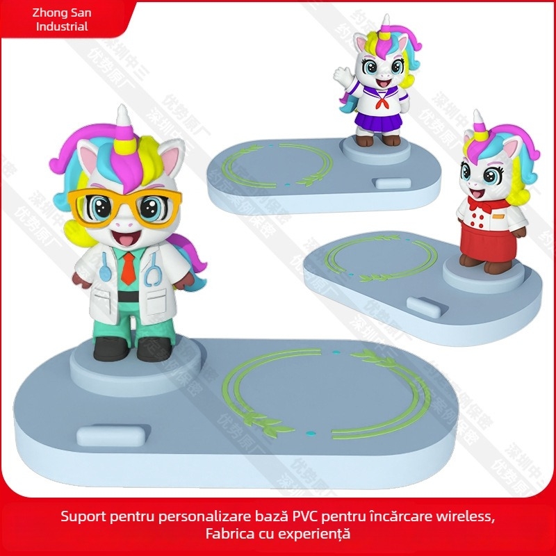 Încărcător wireless Unicorn – Personalizat, imagine IP imprimată 3D, încărcare magnetică, QC2.0, 15W