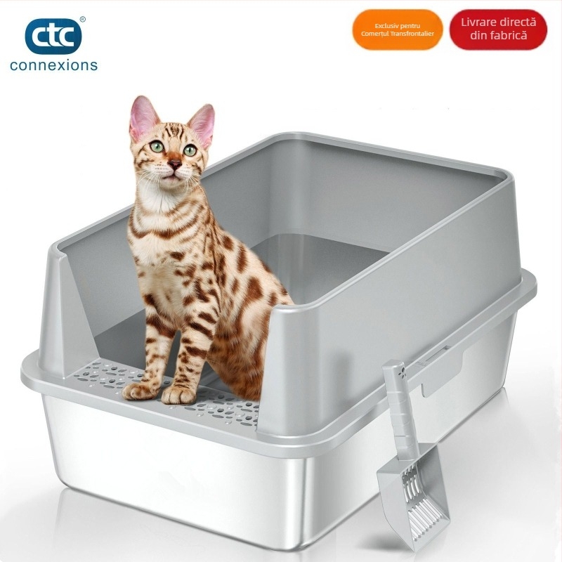 ICYAIR litter box pentru pisici, metal și plastic, pătrat, semiînchis, personalizabil