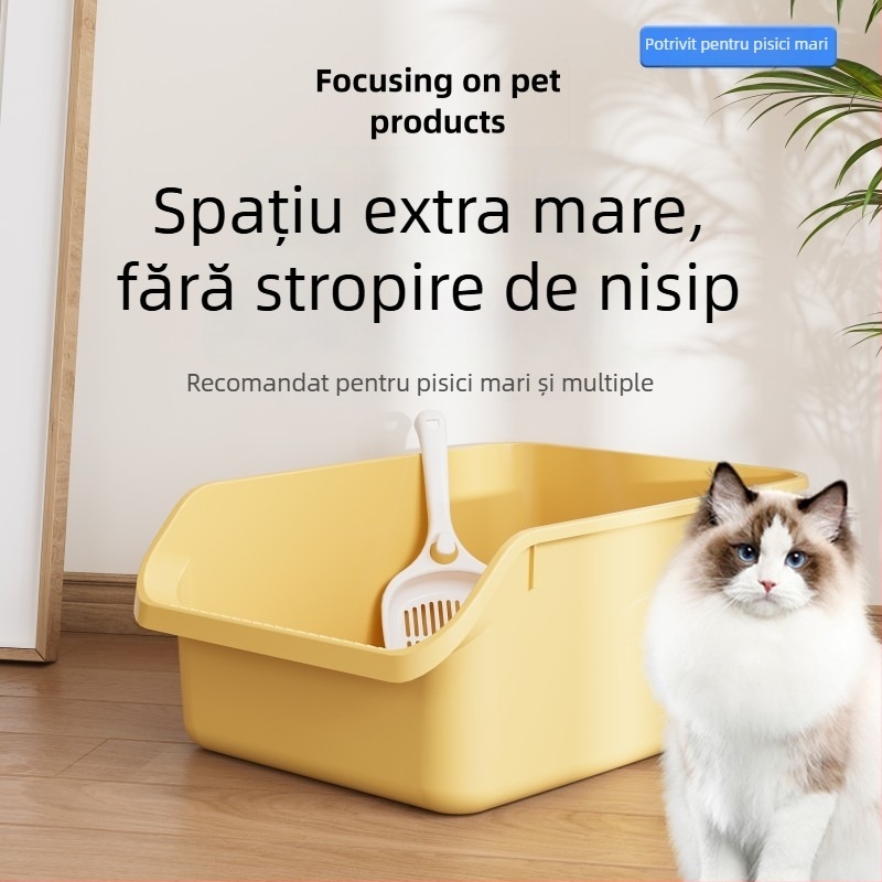 Vas de nisip pentru pisici, design semiînchis, anti-vărsat, pentru pisici și câini, PP material, Berry brand