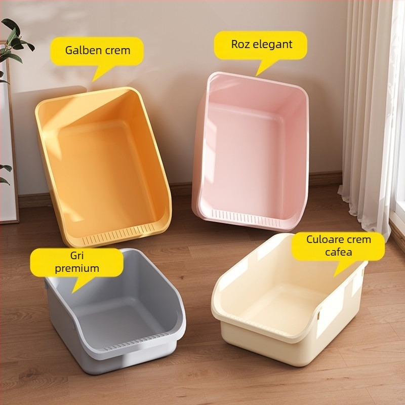 Vas de nisip pentru pisici, design semiînchis, anti-vărsat, pentru pisici și câini, PP material, Berry brand