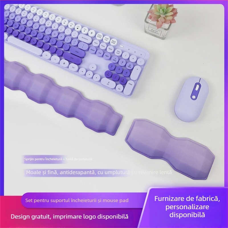 Suport extins pentru încheietura mâinii pentru tastatură și mouse, material: țesătură + spumă + bază PU, o singură față, pernă pentru mână, transfer termic, personalizabil (OEM)