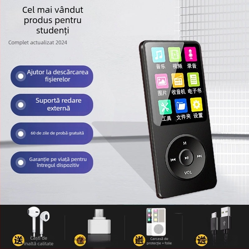 Versiune pentru studenți MP3/MP4/MP5 compact cu slot pentru card și difuzor extern