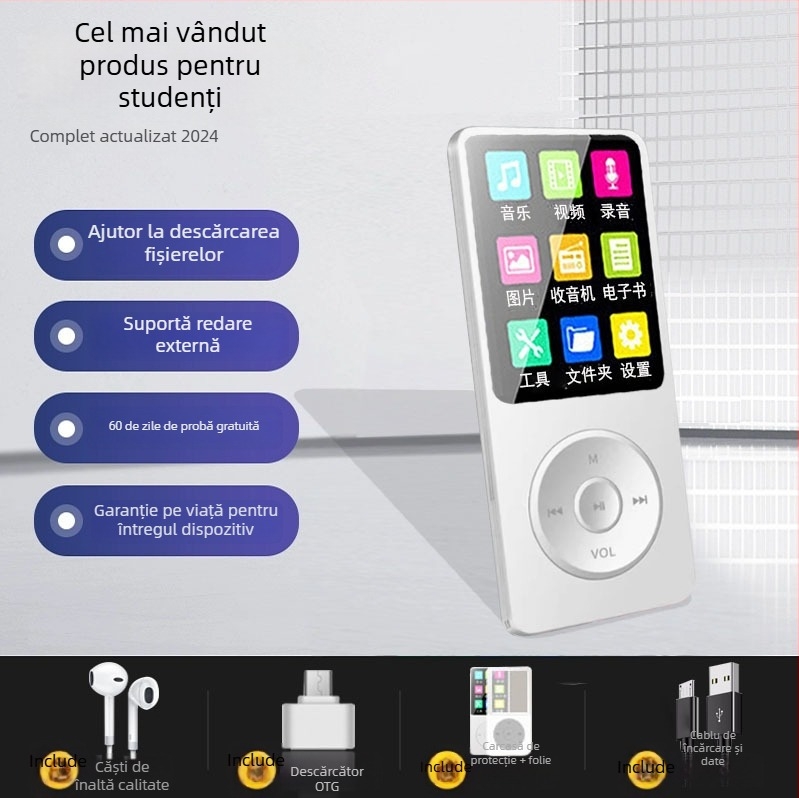 Versiune pentru studenți MP3/MP4/MP5 compact cu slot pentru card și difuzor extern