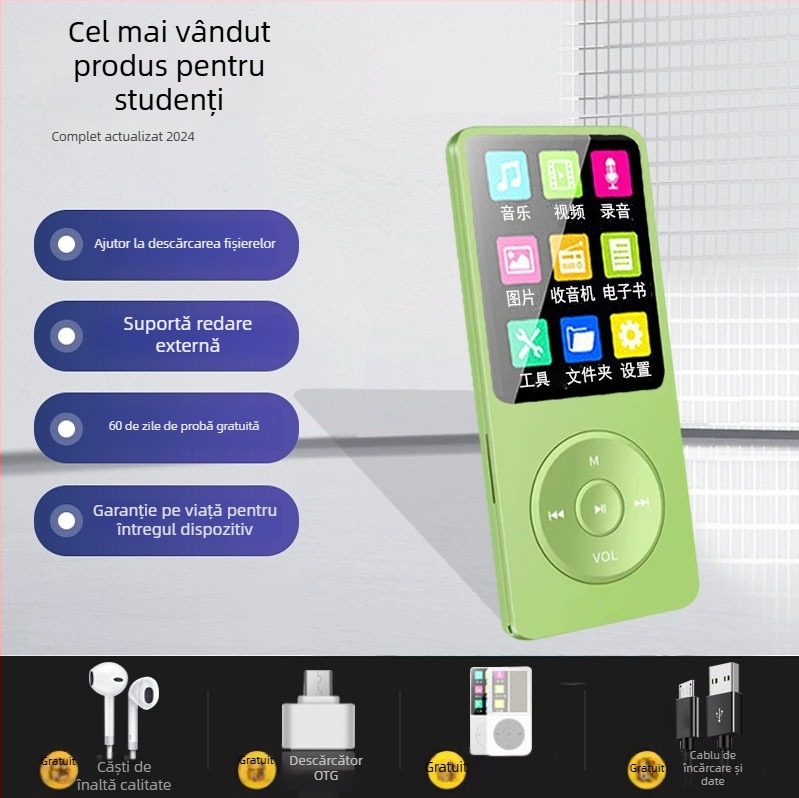 Versiune pentru studenți MP3/MP4/MP5 compact cu slot pentru card și difuzor extern